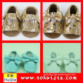 New arrival 2015 hot direct sales sweet color tassels and bow moccasin newborn baby shoes